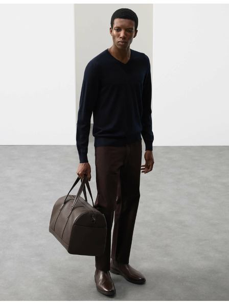 Marks & Spencer V-izrez pulover iz čiste izjemno fine merinove volne Marks & Spencer mornarsko modra