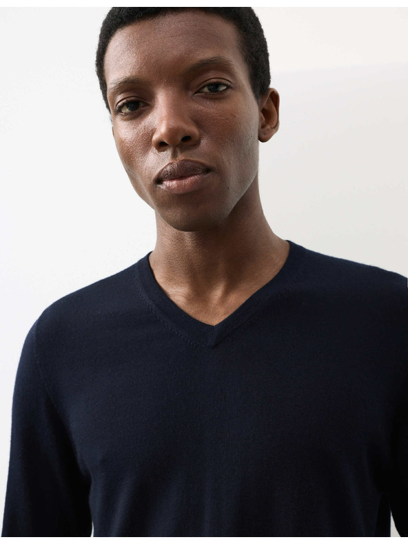 Marks & Spencer V-izrez pulover iz čiste izjemno fine merinove volne Marks & Spencer mornarsko modra