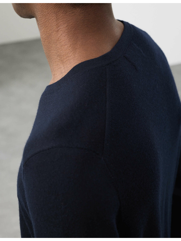 Marks & Spencer V-izrez pulover iz čiste izjemno fine merinove volne Marks & Spencer mornarsko modra