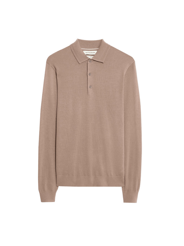 Marks & Spencer Polo majica iz čiste ekstra fine merinove volne Marks & Spencer rjava