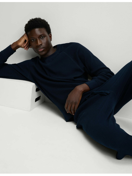 Marks & Spencer Domača jopa iz čiste bombažne tkanine z vaflasto teksturo Marks & Spencer mornarsko modra