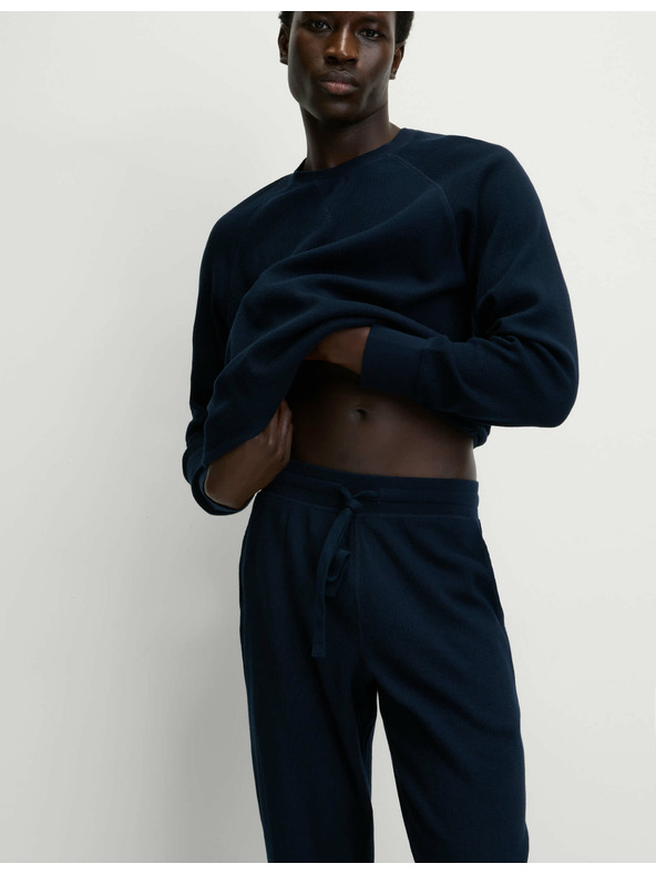 Marks & Spencer Domača jopa iz čiste bombažne tkanine z vaflasto teksturo Marks & Spencer mornarsko modra