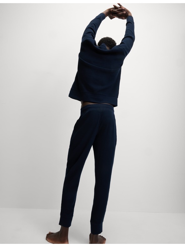 Marks & Spencer Domače hlače iz čiste bombažne tkanine z vaflasto teksturo Marks & Spencer mornarsko modra