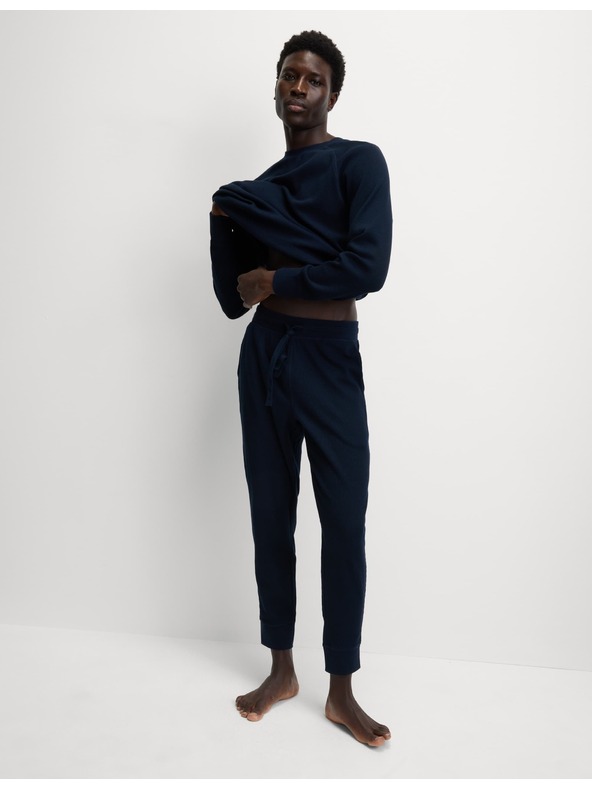 Marks & Spencer Domače hlače iz čiste bombažne tkanine z vaflasto teksturo Marks & Spencer mornarsko modra