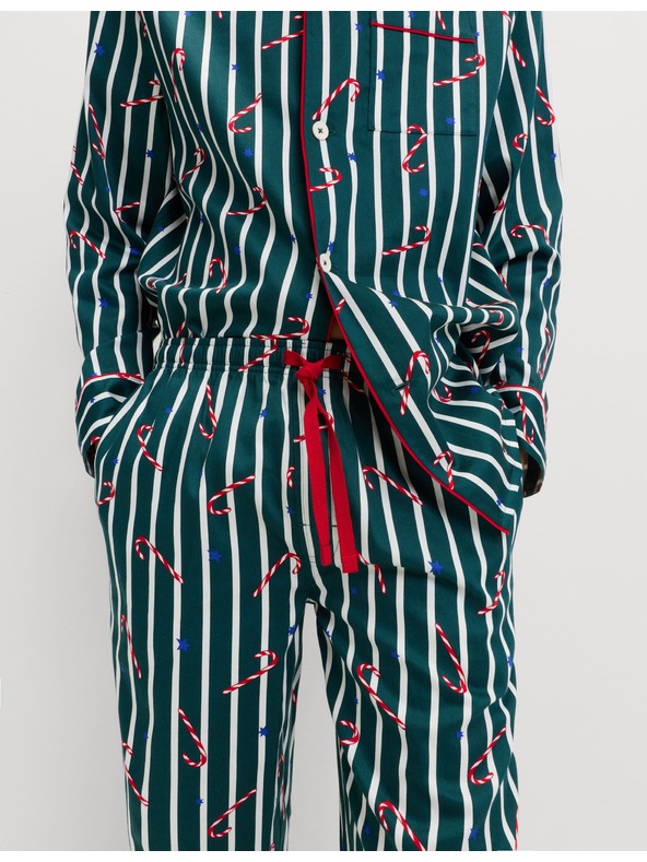 Marks & Spencer Božični pižama komplet iz čiste bombažne tkanine z motivom lizike Marks & Spencer zelena