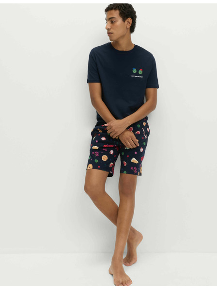 Marks & Spencer Božični domači komplet pižame z motivom hrane iz čiste bombaževine Marks & Spencer mornarsko modra