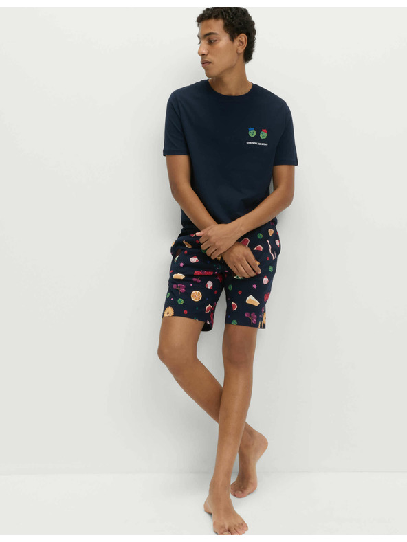 Marks & Spencer Božični domači komplet pižame z motivom hrane iz čiste bombaževine Marks & Spencer mornarsko modra