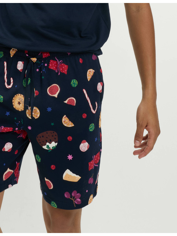 Marks & Spencer Božični domači komplet pižame z motivom hrane iz čiste bombaževine Marks & Spencer mornarsko modra