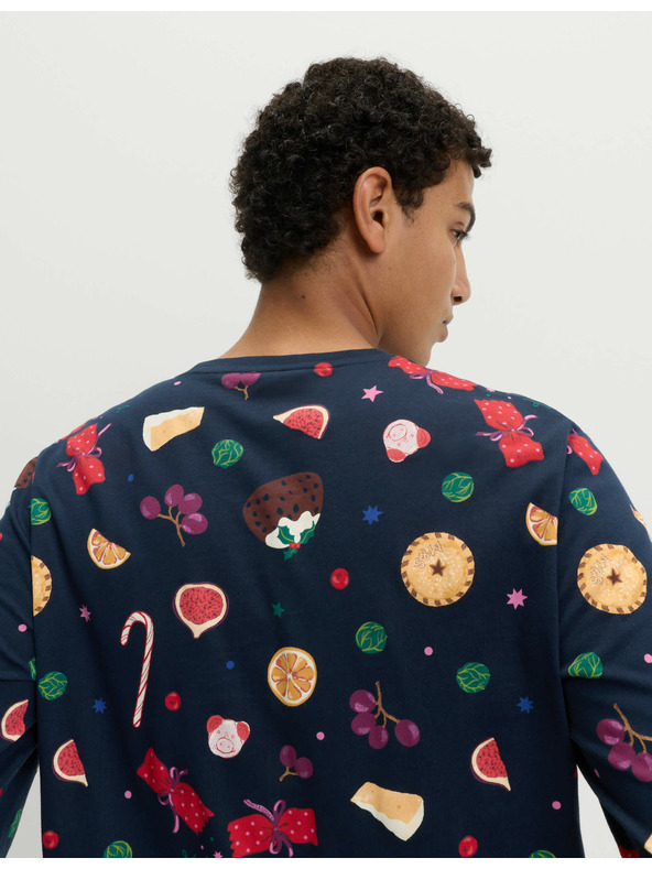 Marks & Spencer Božični domači komplet pižame z motivom hrane iz čiste bombaževine Marks & Spencer mornarsko modra