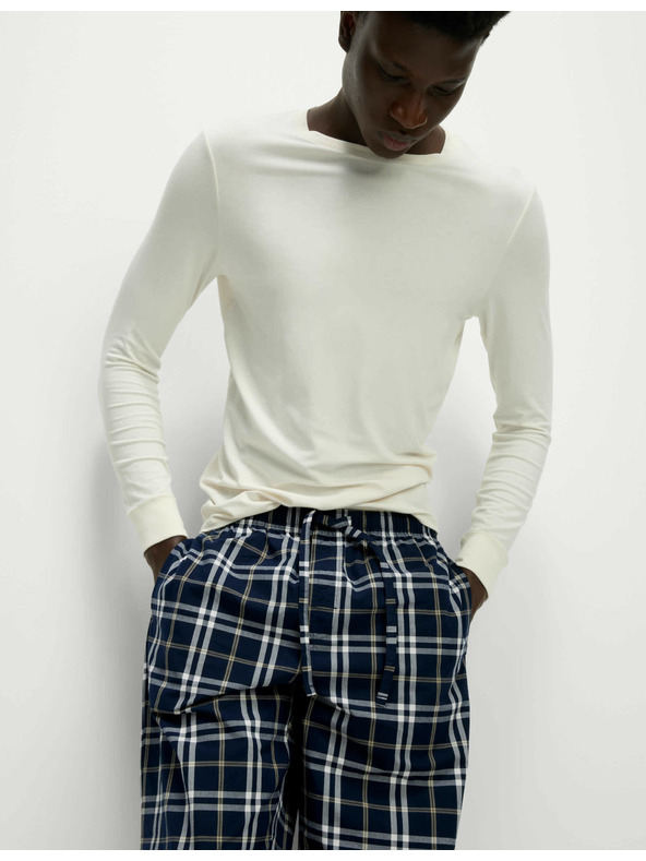 Marks & Spencer Kariraste pižama hlače iz čiste bombažne tkanine, 2 kosa v paketu Marks & Spencer mornarsko modra