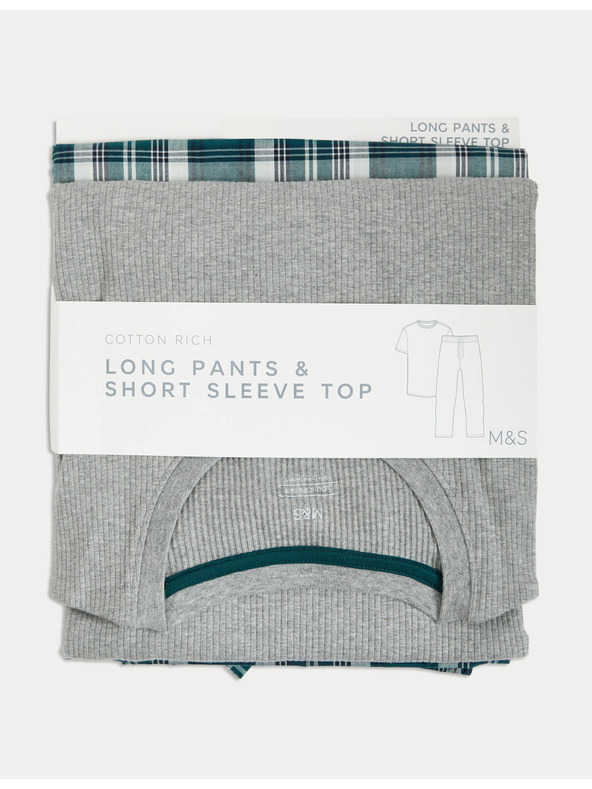 Marks & Spencer Karirasta pižama iz čiste bombažne tkanine Marks & Spencer siva