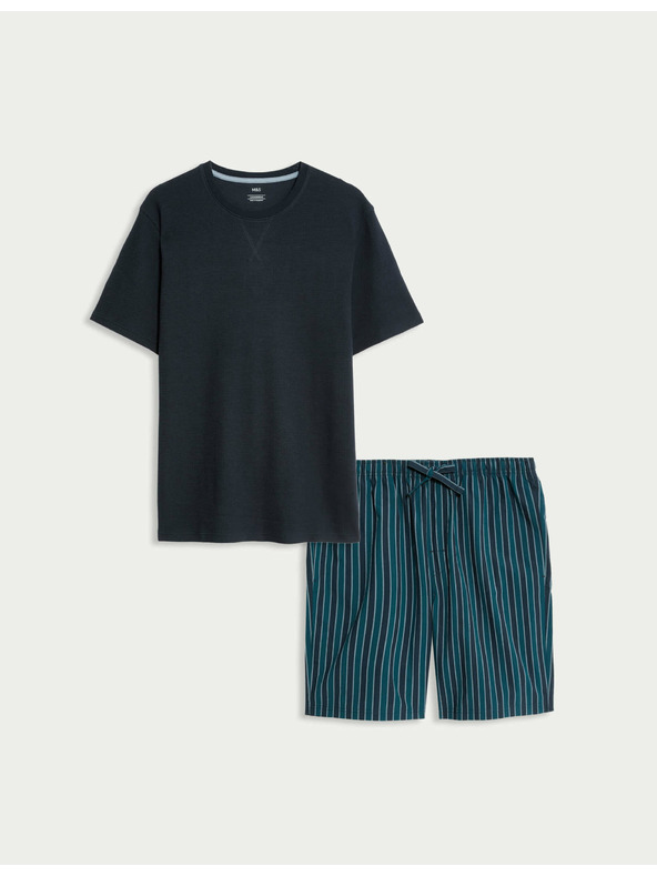 Marks & Spencer Pižama iz čiste bombažne tkanine z vaflasto teksturo Marks & Spencer mornarsko modra