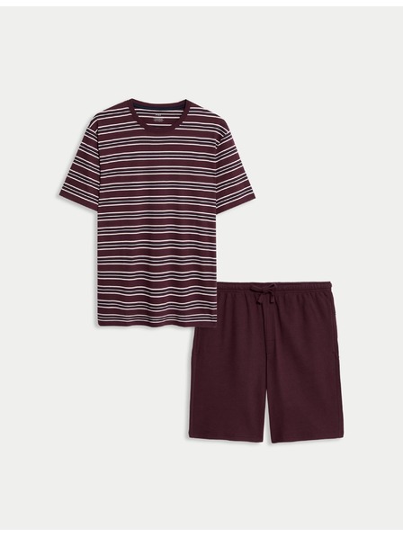 Marks & Spencer Pižama iz čiste bombažne tkanine z vaflasto teksturo Marks & Spencer rdeča