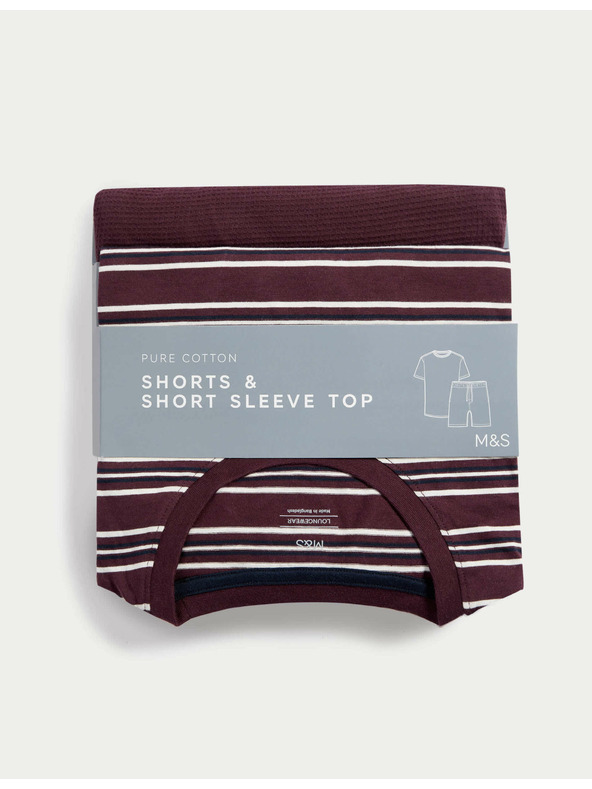 Marks & Spencer Pižama iz čiste bombažne tkanine z vaflasto teksturo Marks & Spencer rdeča