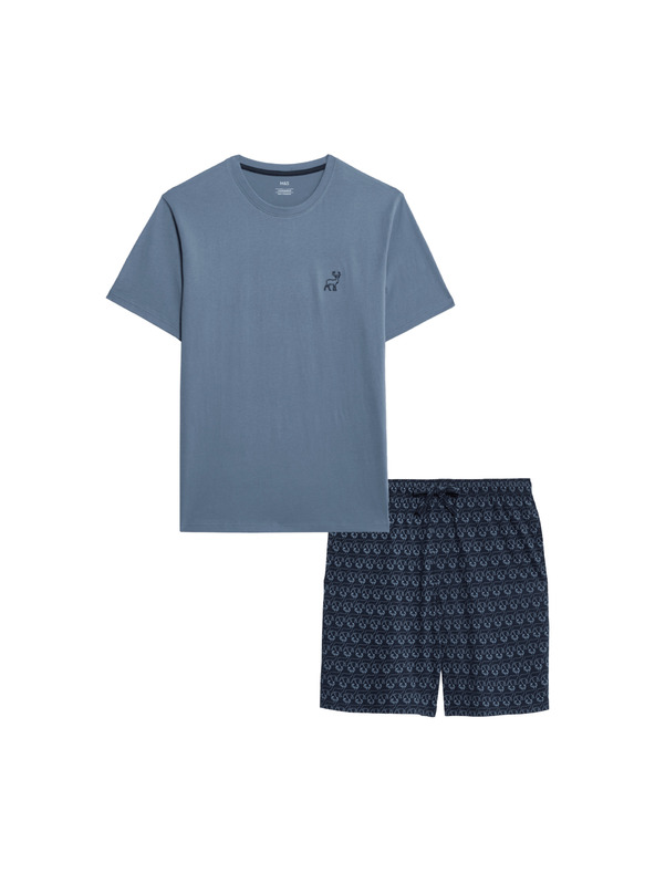 Marks & Spencer Pižama iz čiste bombažne tkanine z motivom jelena Marks & Spencer modra