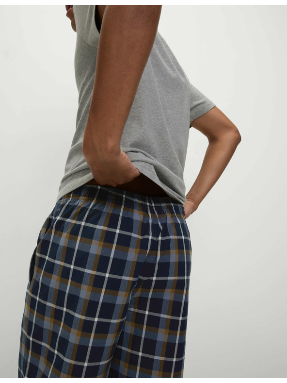 Marks & Spencer Karirasta pižama iz čiste bombažne tkanine z odprtim ovratnikom Marks & Spencer siva