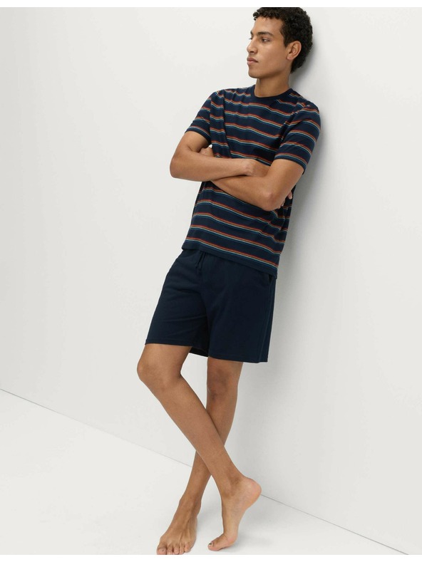 Marks & Spencer Pižama z mavričnimi črtami iz čiste bombažne tkanine Marks & Spencer mornarsko modra