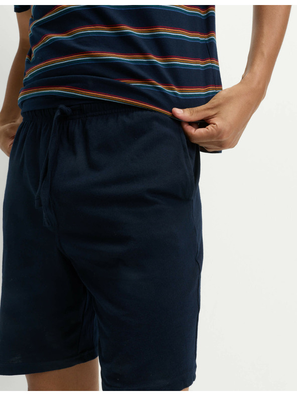 Marks & Spencer Pižama z mavričnimi črtami iz čiste bombažne tkanine Marks & Spencer mornarsko modra