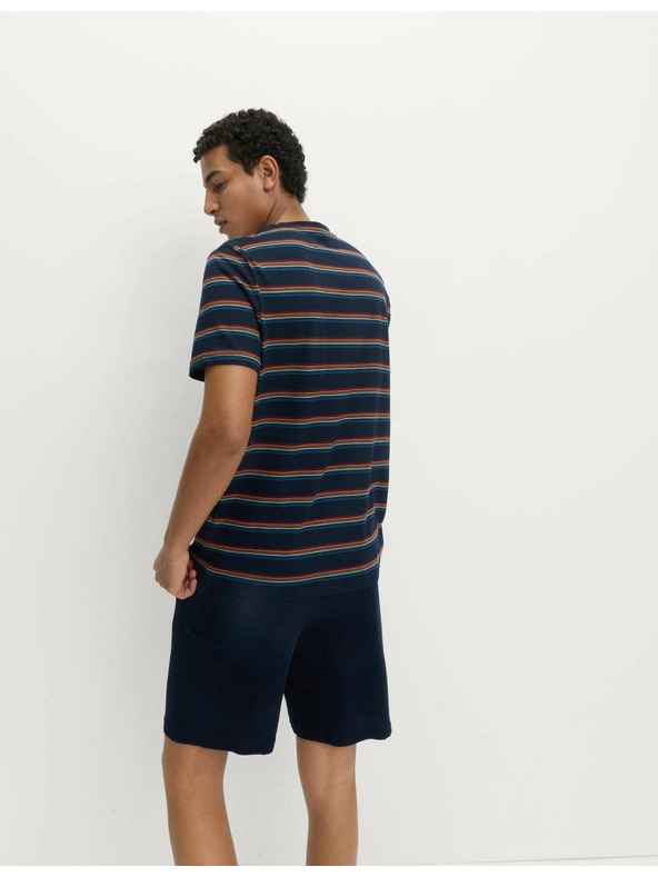 Marks & Spencer Pižama z mavričnimi črtami iz čiste bombažne tkanine Marks & Spencer mornarsko modra