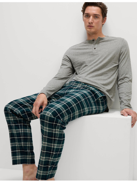 Marks & Spencer Karirasta pižama iz čiste bombažne tkanine z odprtim ovratnikom Marks & Spencer siva