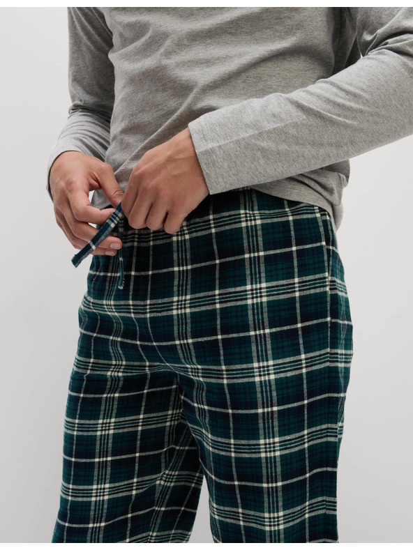 Marks & Spencer Karirasta pižama iz čiste bombažne tkanine z odprtim ovratnikom Marks & Spencer siva