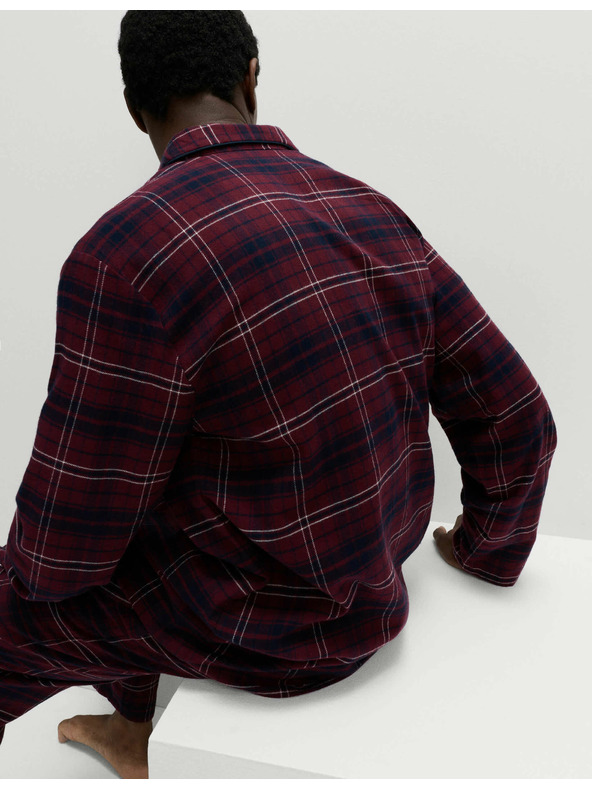 Marks & Spencer Karirasta pižama iz česane bombažne tkanine Marks & Spencer rdeča