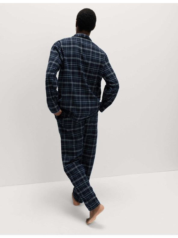 Marks & Spencer Karirasta pižama iz česane bombažne tkanine Marks & Spencer mornarsko modra