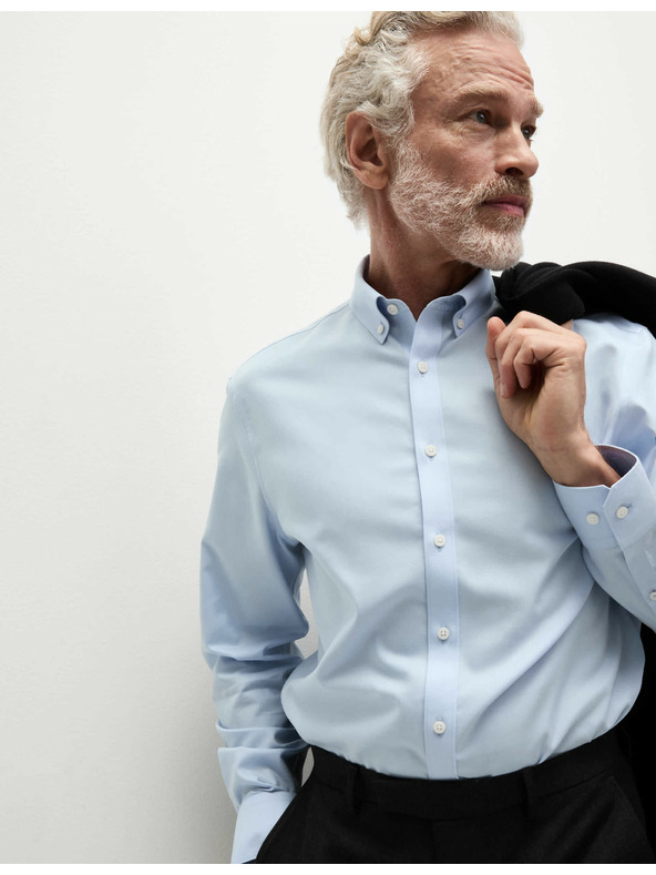 Marks & Spencer Srajca iz čiste bombaže klasičnega kroja z nezmečkljivo obdelavo Marks & Spencer modra