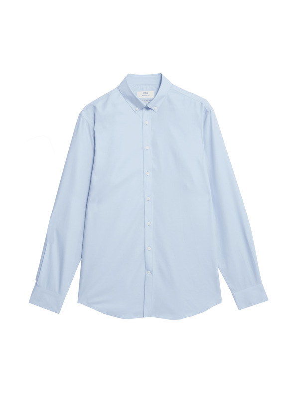 Marks & Spencer Srajca iz čiste bombaže klasičnega kroja z nezmečkljivo obdelavo Marks & Spencer modra