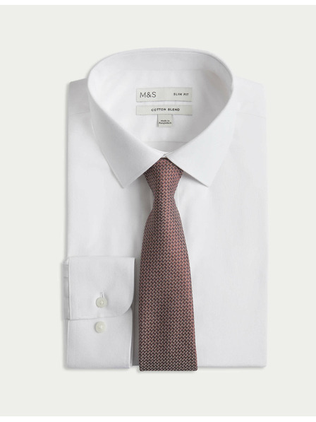 Marks & Spencer Srajca ozkega kroja in kravata, enostavno likanje Marks & Spencer bela