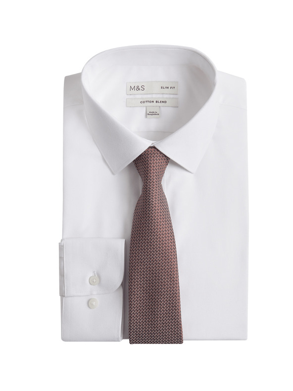 Marks & Spencer Srajca ozkega kroja in kravata, enostavno likanje Marks & Spencer bela