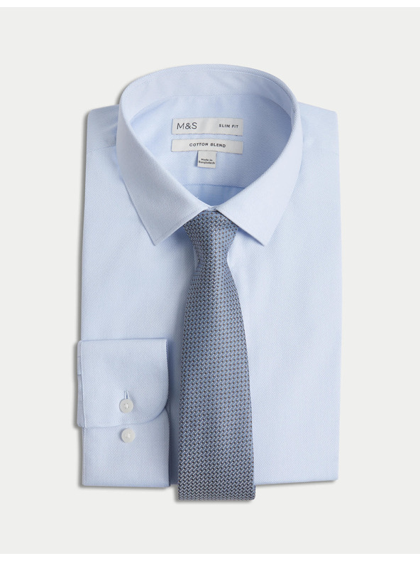 Marks & Spencer Srajca ozkega kroja in kravata, enostavno likanje Marks & Spencer modra