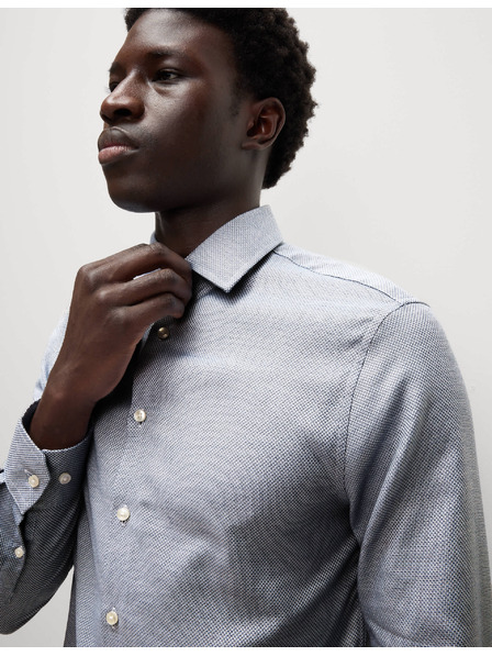 Marks & Spencer Luksuzna srajca ozkega kroja iz čiste bombaže s teksturo Marks & Spencer modra