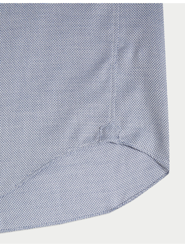 Marks & Spencer Luksuzna srajca ozkega kroja iz čiste bombaže s teksturo Marks & Spencer modra