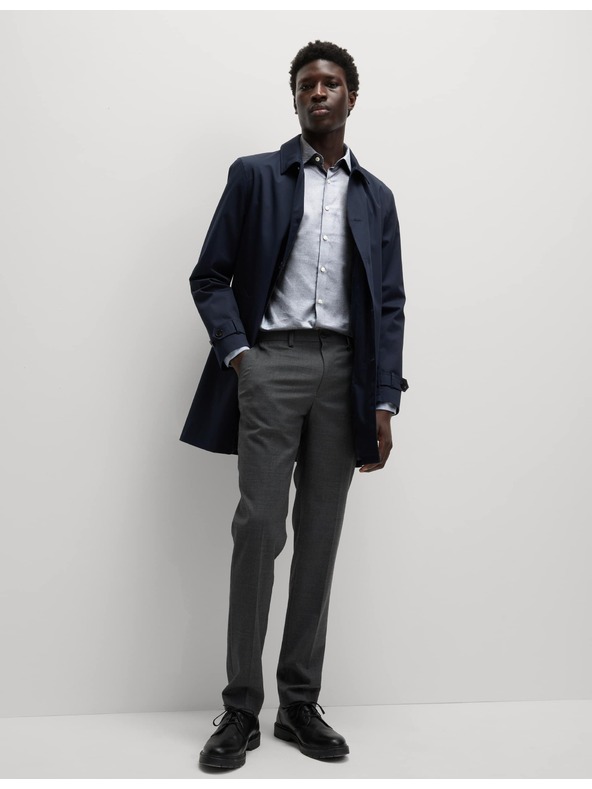 Marks & Spencer Luksuzna srajca ozkega kroja iz čiste bombaže s teksturo Marks & Spencer modra