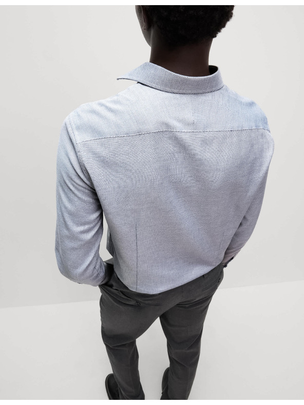 Marks & Spencer Luksuzna srajca ozkega kroja iz čiste bombaže s teksturo Marks & Spencer modra