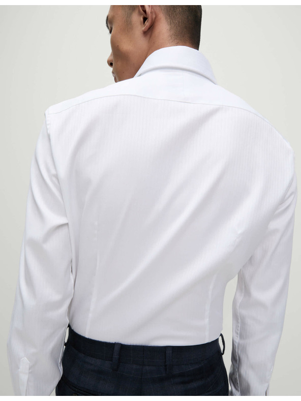 Marks & Spencer Prugasta srajca ozkega kroja iz luksuzne bombaže Marks & Spencer bela