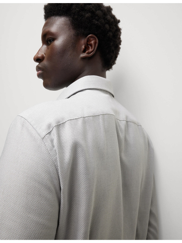 Marks & Spencer Luksuzna srajca ozkega kroja iz čiste bombaže s teksturo Marks & Spencer siva