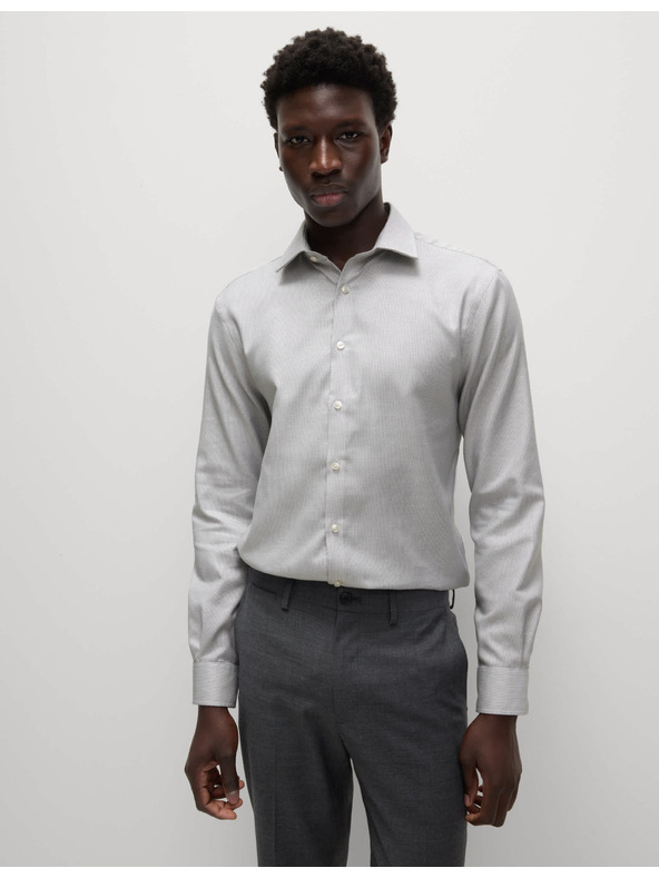 Marks & Spencer Luksuzna srajca ozkega kroja iz čiste bombaže s teksturo Marks & Spencer siva