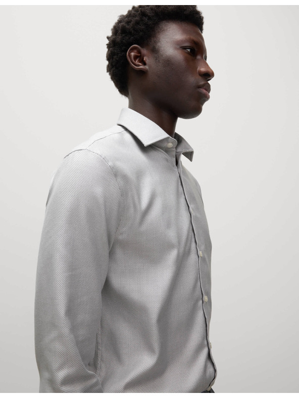 Marks & Spencer Luksuzna srajca ozkega kroja iz čiste bombaže s teksturo Marks & Spencer siva