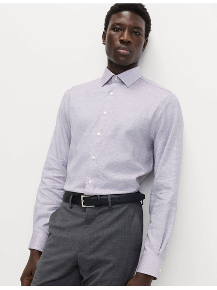 Marks & Spencer Luksuzna srajca normalnega kroja iz čiste bombaže s teksturo Marks & Spencer rdeča