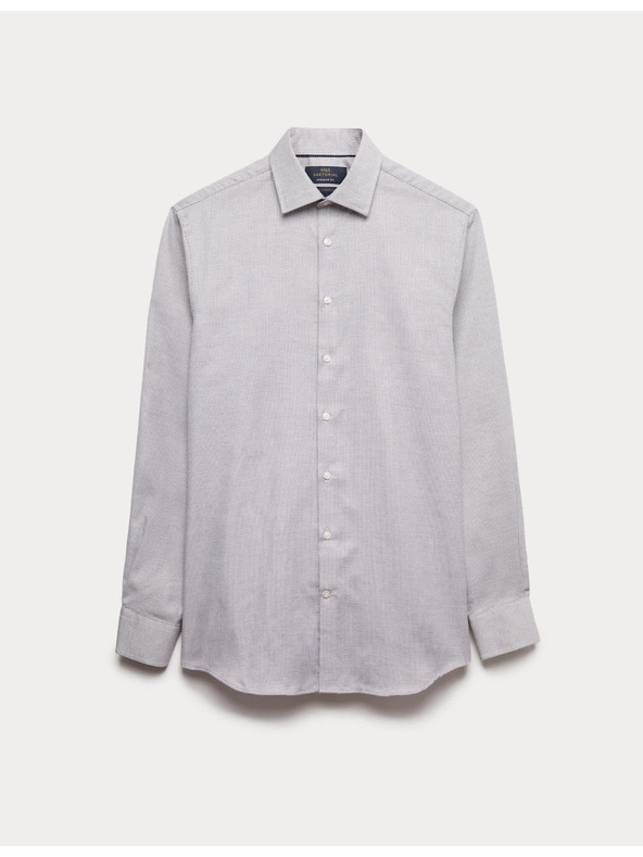 Marks & Spencer Luksuzna srajca normalnega kroja iz čiste bombaže s teksturo Marks & Spencer rdeča