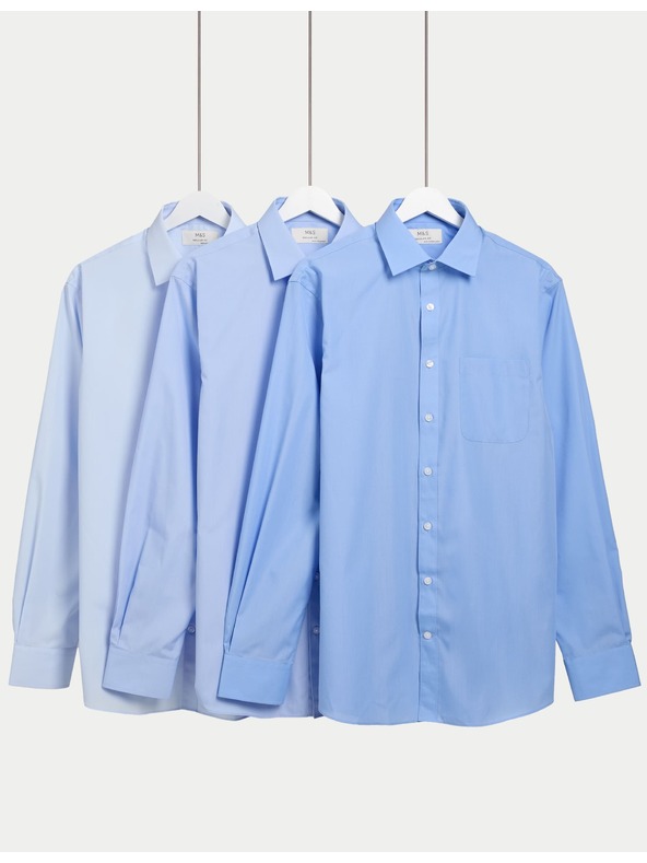 Marks & Spencer Srajca normalnega kroja z dolgimi rokavi, 3 kosi Marks & Spencer modra