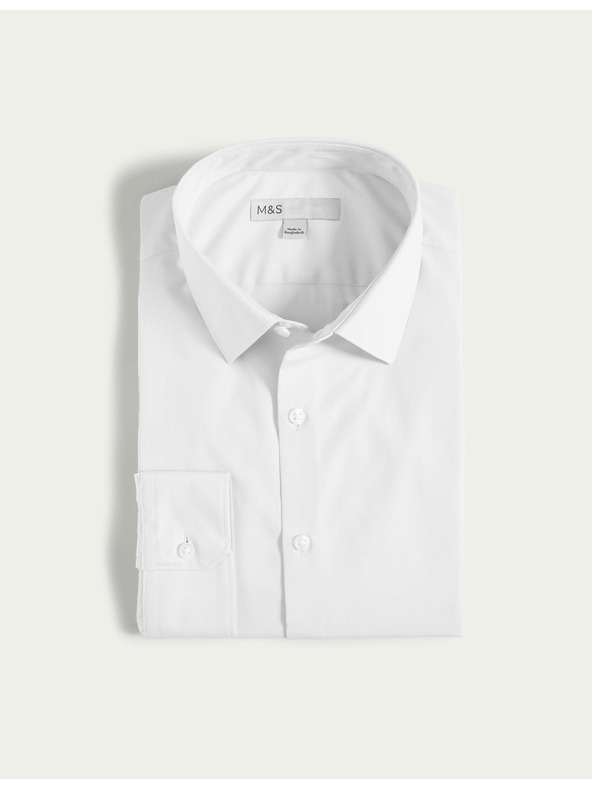 Marks & Spencer Srajca ozkega kroja iz mešanice bombaža z nezmečkljivo obdelavo Marks & Spencer bela