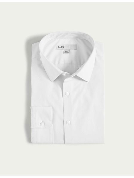 Marks & Spencer Srajca ozkega kroja iz mešanice bombaža z nezmečkljivo obdelavo Marks & Spencer bela