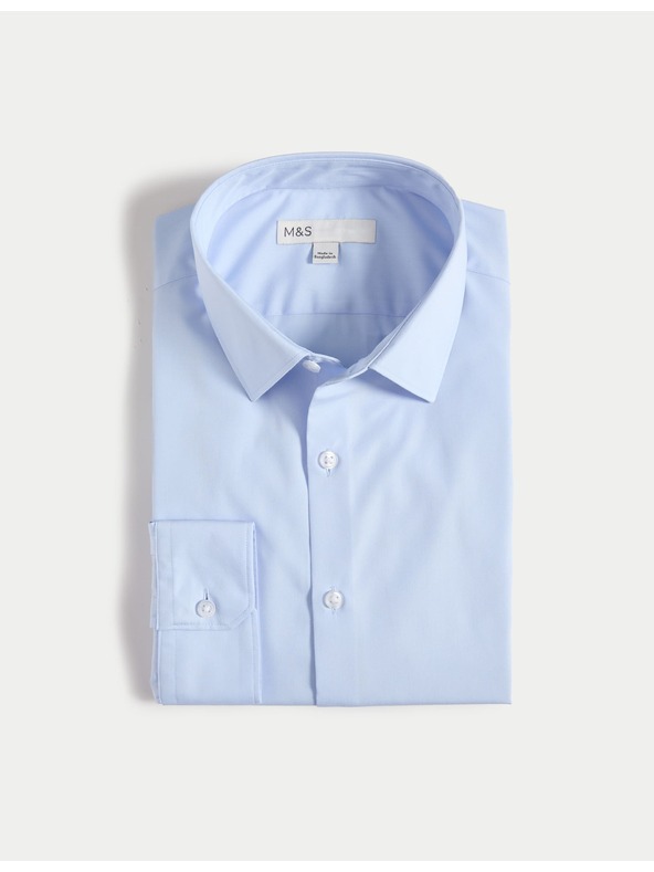 Marks & Spencer Srajca ozkega kroja iz bombažne mešanice z nekrčljivo obdelavo Marks & Spencer modra