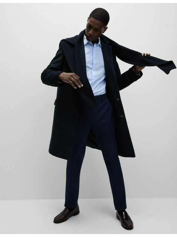 Marks & Spencer Srajca ozkega kroja iz bombažne mešanice z nekrčljivo obdelavo Marks & Spencer modra