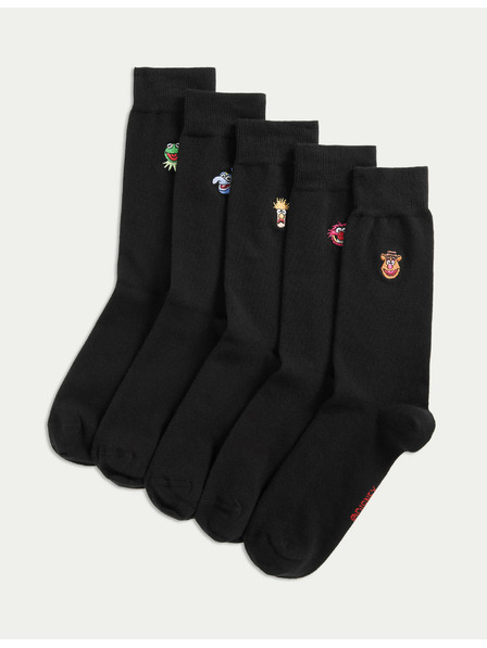 Marks & Spencer 5 kosov nogavic Cool Fresh™ Muppets z visoko vsebnostjo bombaža Marks & Spencer črna