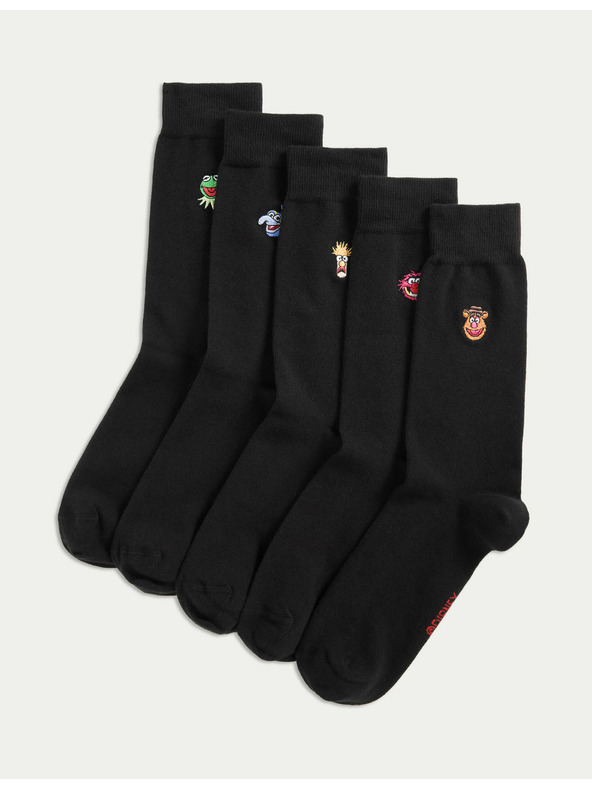 Marks & Spencer 5 kosov nogavic Cool Fresh™ Muppets z visoko vsebnostjo bombaža Marks & Spencer črna