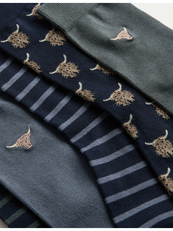 Marks & Spencer 5 kosov nogavic Cool Fresh™ Highland Cow Rich Cow Marks & Spencer modra